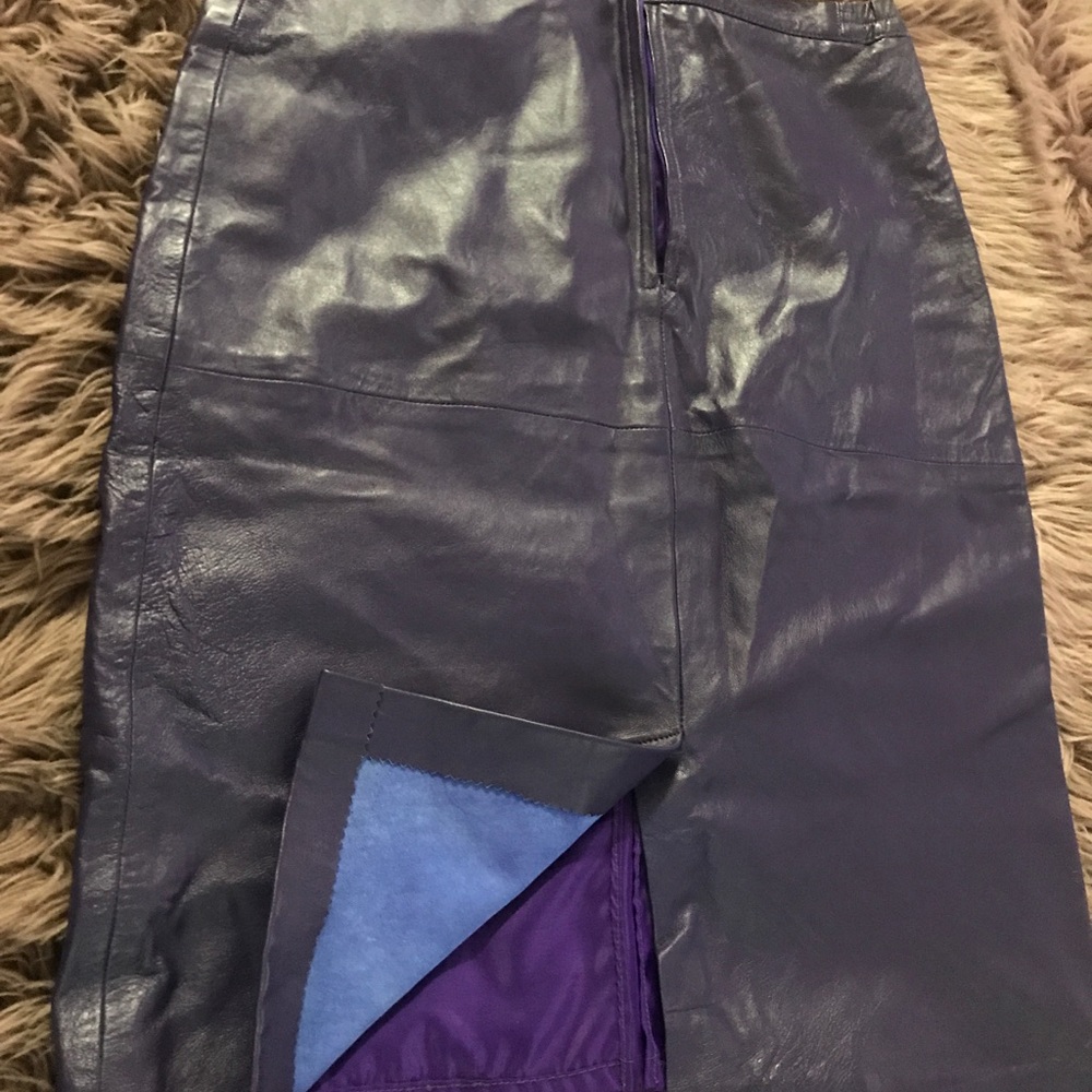 Vintage Genuine Leather Pencil Skirt with Split